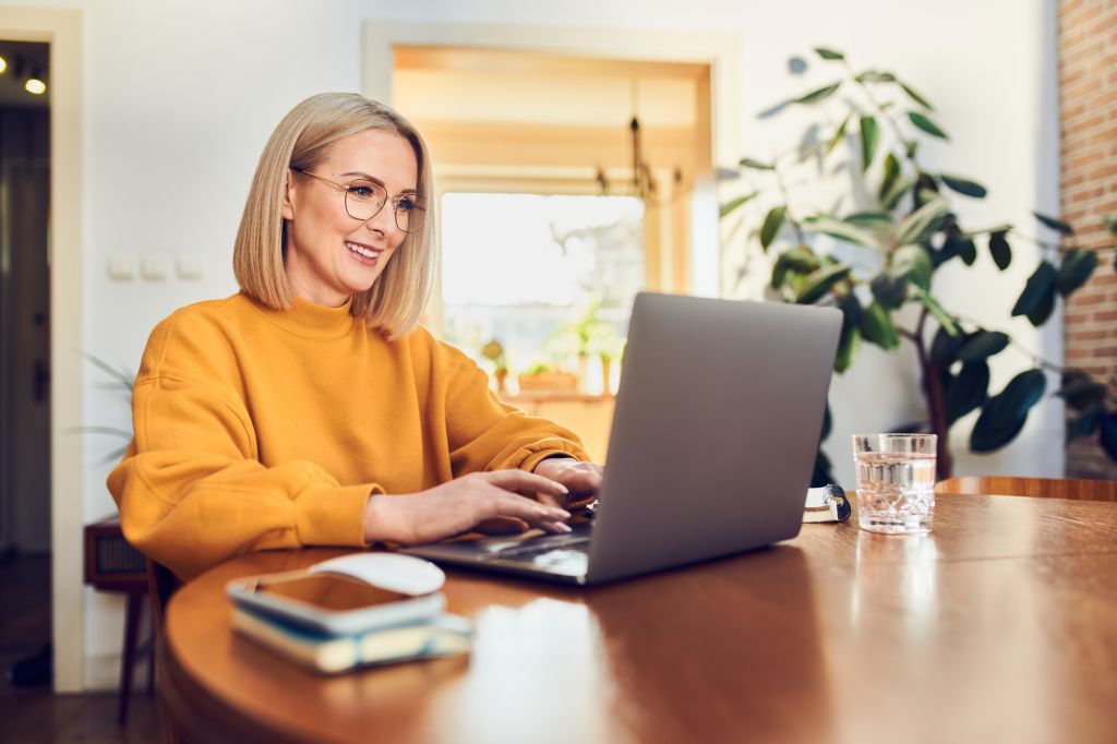 Woman working on her laptop