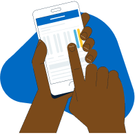 Illustration of hands selecting their preferred deductible on a mobile phone